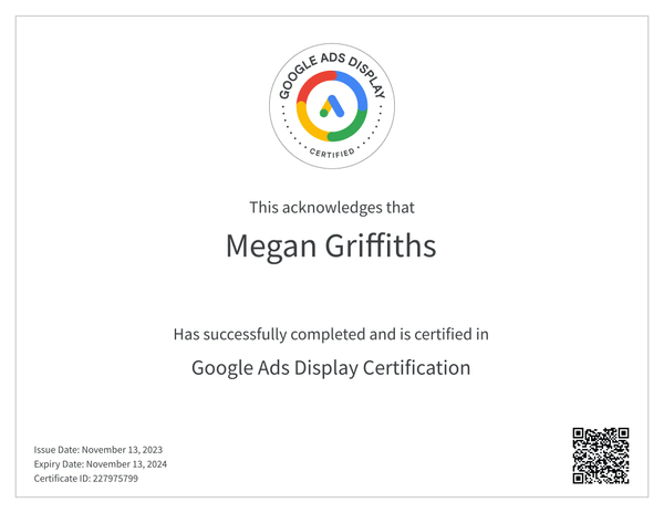 Megan Display Certificate